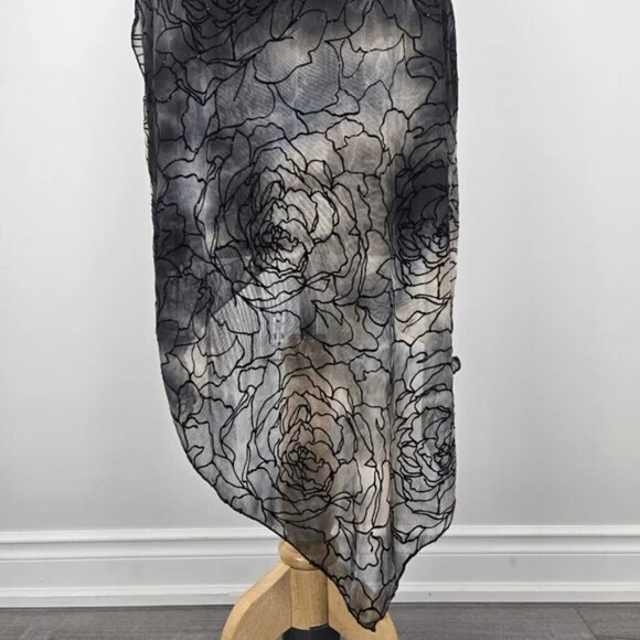 Le Chateau Multicolor Bandeau Strapless Midi Dress With Sheer Floral Overlay Med - Picture 11 of 17